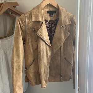 forever 21 adjustable brown leather jacket